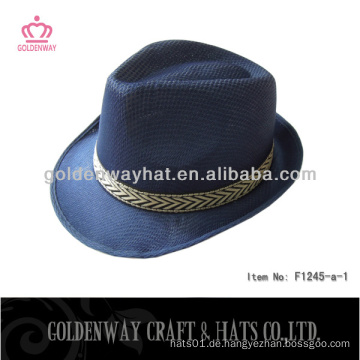 Billig blau Polyester PP Fedora Hut Qualität für Unternehmen Werbeartikel